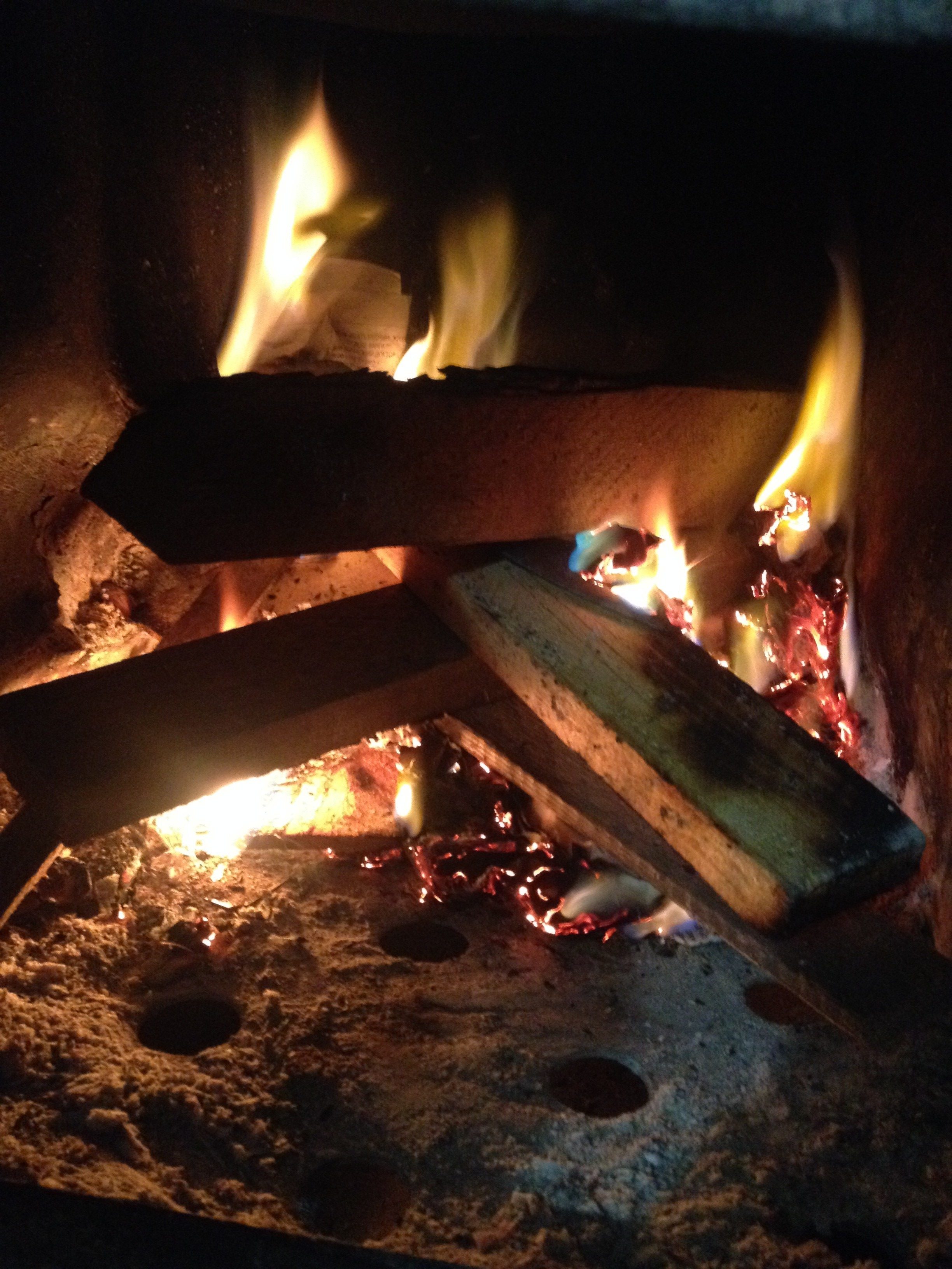 Burning wood